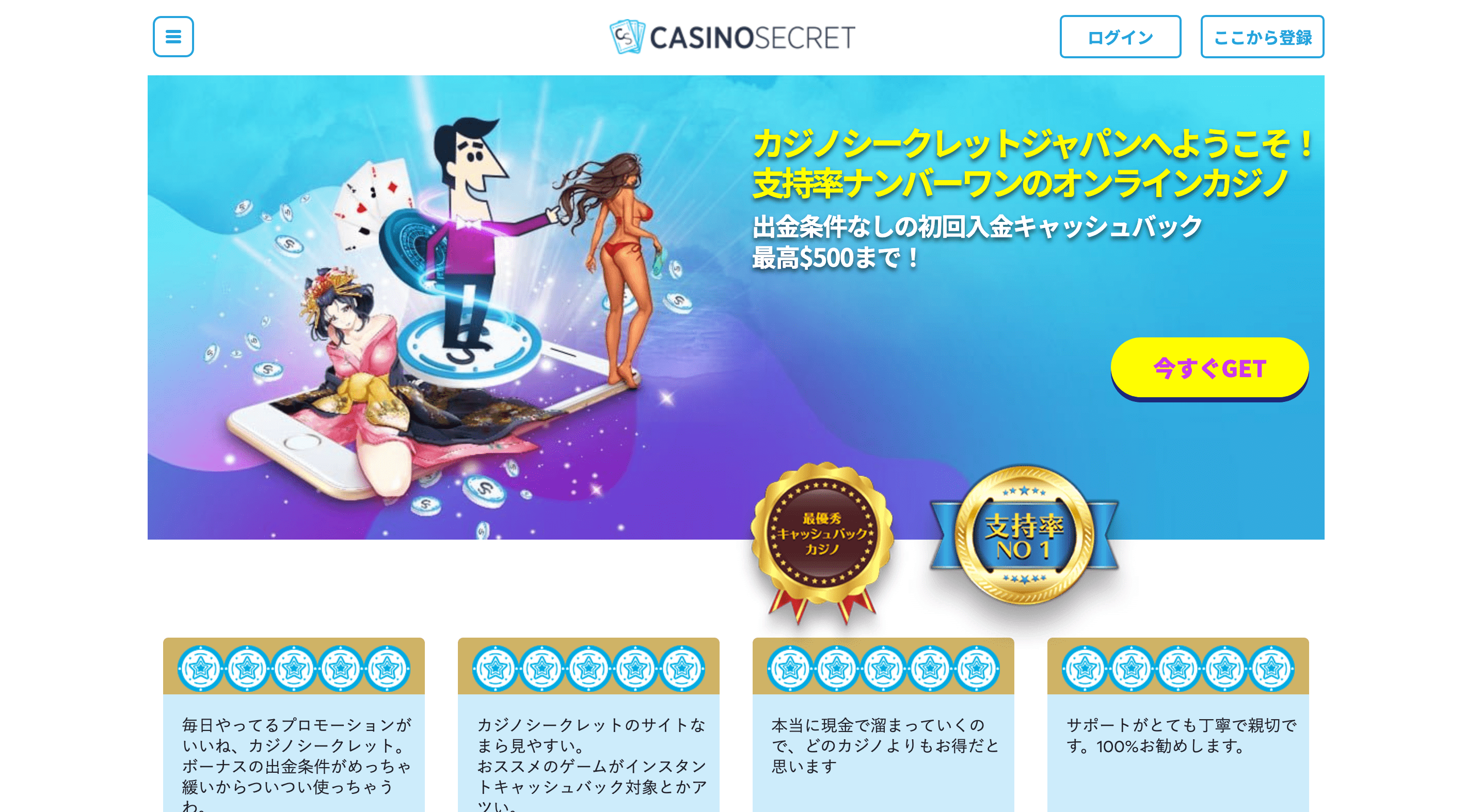 人気オンラインカジノのベスト5の例