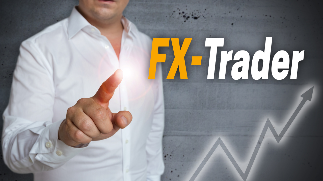 fxtraderの文字と男性